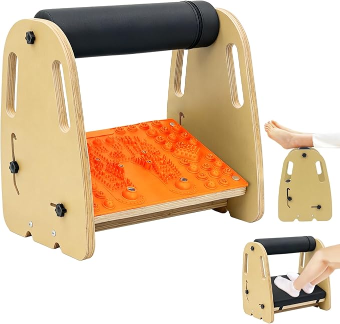 Adjustable Under Desk Foot Rest, Detachable & Washable,3 Height Levels, Interchangeable Soft & Massage Pads,Anti-Slip Design, for Office Home Gaming - Orange
