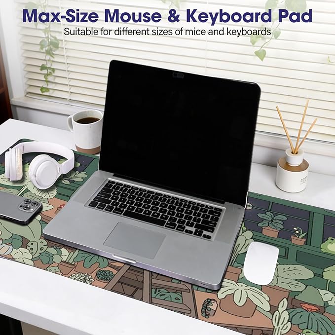 Large Extended Mouse Pad with Stitched Edges (35.4”x15.6”) - Waterproof Desk Mat, Non-Slip Rubber Base for All-Desk Coverage, Perfect for Gaming, Office, and Home