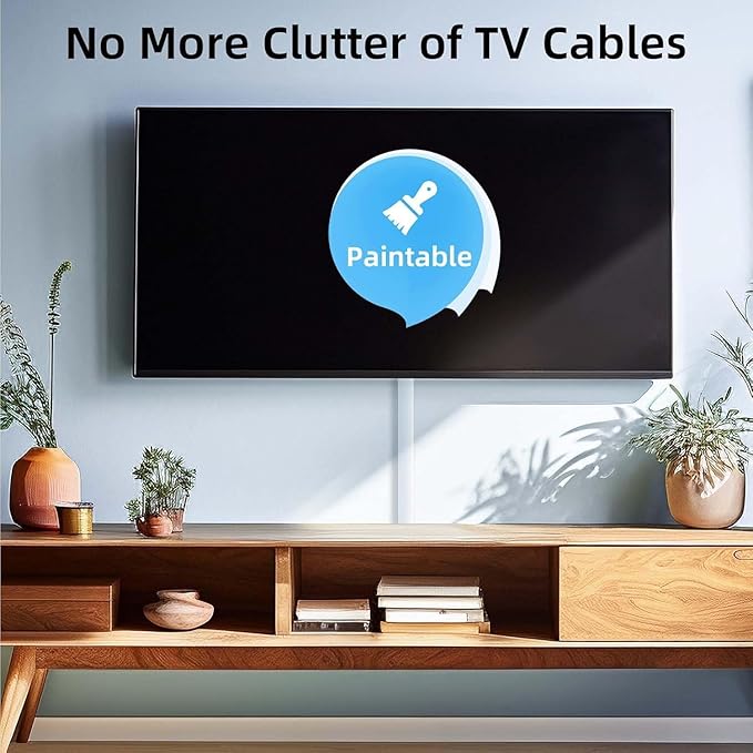 Delamu 113.6in Cord Hider, Cord Covers for 1-2 Wire, Paintable Cable Hider, Wire Covers for Cords on Wall, Wire Hiders for TV on Wall, Cable Cover Cable Management, W0.59in H0.40in