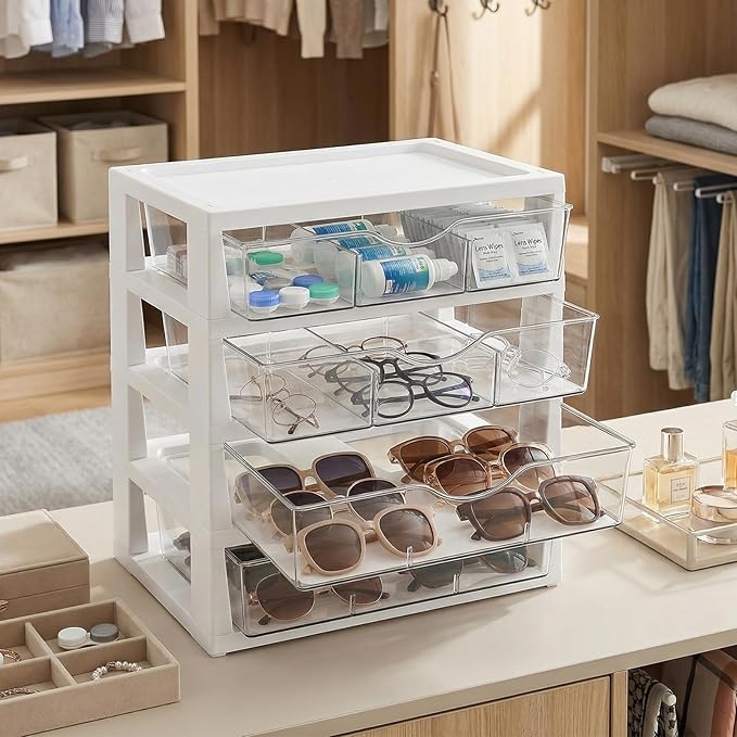 novelinks 4-Tier Desk Organizer with Drawers, Assemble Office Paper Organizer Drawers, Tabletop Storage Drawers for Office Storage & Organization