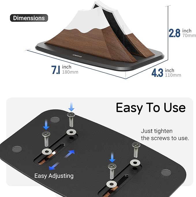 AFOOYO Vertical Laptop Stand - Snow Peak-Shaped Wooden Holder Dock Compatible with MacBook, Surface, Chromebook, Dell & More - Space-Saving Design for All Laptops,Walnut Finish