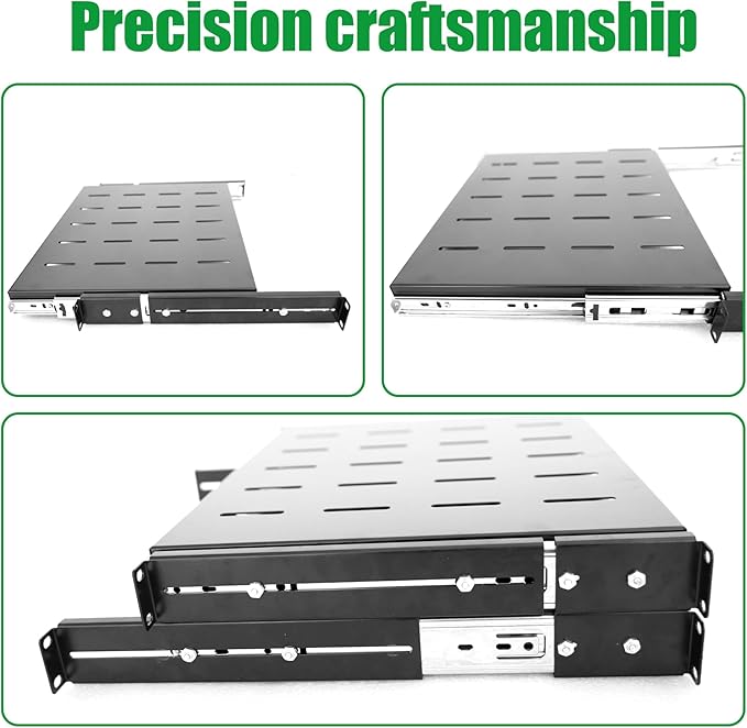 1U Sliding Shelf Tray 19in Mount Keyboard Shelf Tray, Adjustable Depth 14 to 22in Sliding Tray for Server Rack/Cabinet Steel Pull Out Drawer for Racks 210LBS Weight Capacity GLOBALRACK(SLD-1U14-22)
