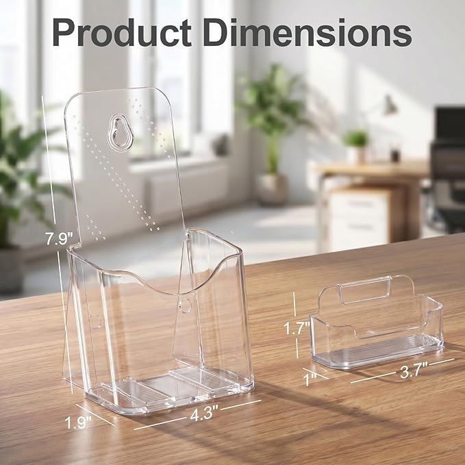 Daofary 2 Pack Acrylic Brochure Holder 4 x 9, Single Tier Brochure Stand for Pamphlets, Flyers, Magazines, Clear Acrylic Display Rack for Desk, Countertop, Wall Mount