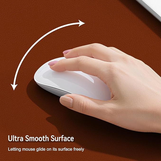 Leather Mouse Pad with Stitched Edge, Waterproof Gaming Mouse Mat for Computers, Laptop, Office & Home (Brown, 11"*8")