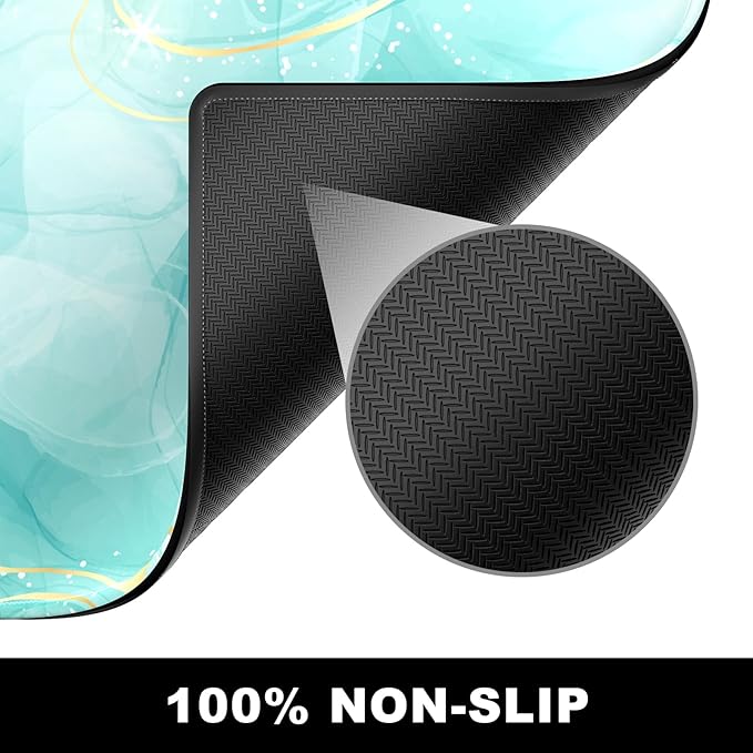 BOSOBO Large Mouse Pad - XXL XL Extended Gaming Desk Mat for Office & Home, Long Keyboard Cover 35.5 x 15.7 Inches, Art Gold Teal Marble