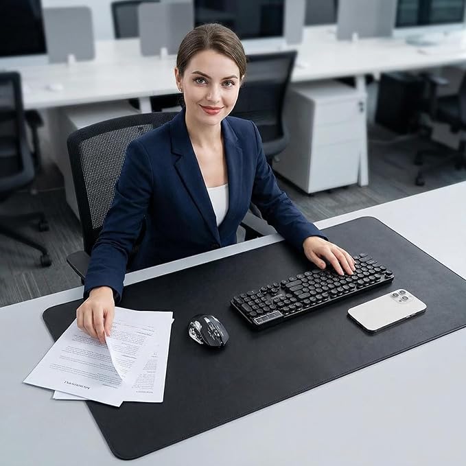Desk Mat 19.7'' x 27.97'', Desk Protector, PU Leather Desk Pad, Non Slip Small Desk Pad Mat, Desk Blotter, Desk Pads on Top of Desks, Home or Office Small Desk Mat (Black)