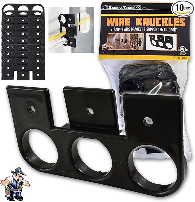 Rack-A-Tiers Wire Knuckles Straight Electrical Wire Bracket (10 Pack)