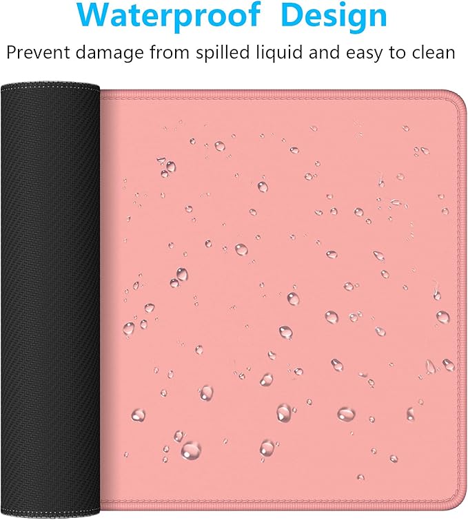 Dapesuom Large Gaming Mouse Pad, Extended Mouse Mat with Stitched Edges, Full Size Keyboard Pad with Non-Slip Base, Big XXL Computer Desk Mats for Gamer, Laptop, Office, 31.5 x 15.7in, Rose Pink