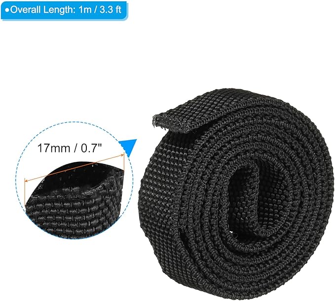 PATIKIL 0.4" Dia 3.3FT Nylon Protective Hose Sleeve, Cable Cover Sheath Protection for Welding Tig Torch Hydraulic Hose, Black