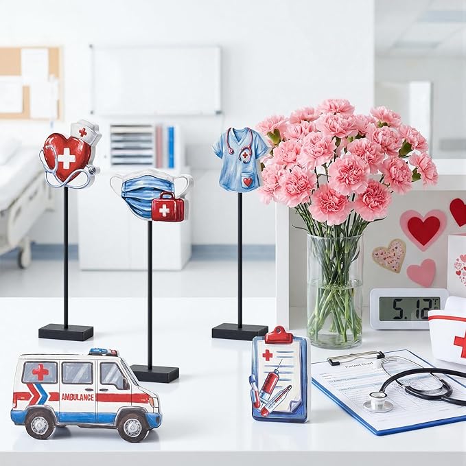 Smile Nurse Appreciation Wooden Tabletop Block Sign Indoor Decor for Nurse Month & Nurses Week