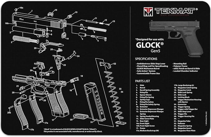 TekMat Ultra Handgun Mat 20" x 15" – Gun Cleaning & Maintenance Mat with Non-Slip Rubber Base and Oil-Resistant Surface for Pistols
