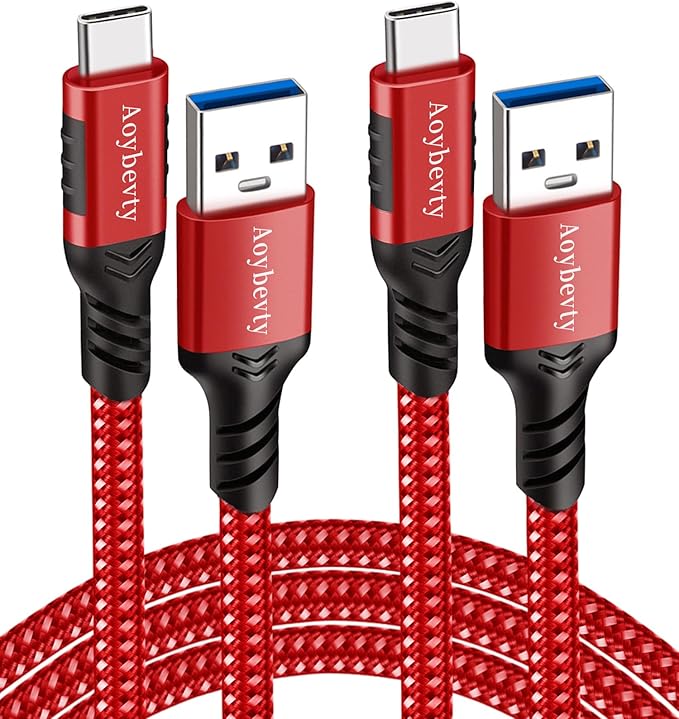 USB A to USB C Cable 3.3ft+6.6ft (Red), 10Gbps Data Transfer and 60W 3A Fast Charging Cable, USB C 3.1/3.2 Cable for Samsung Galaxy S22 S21 S20 S10 iPad Pro and Other Type-C Devices