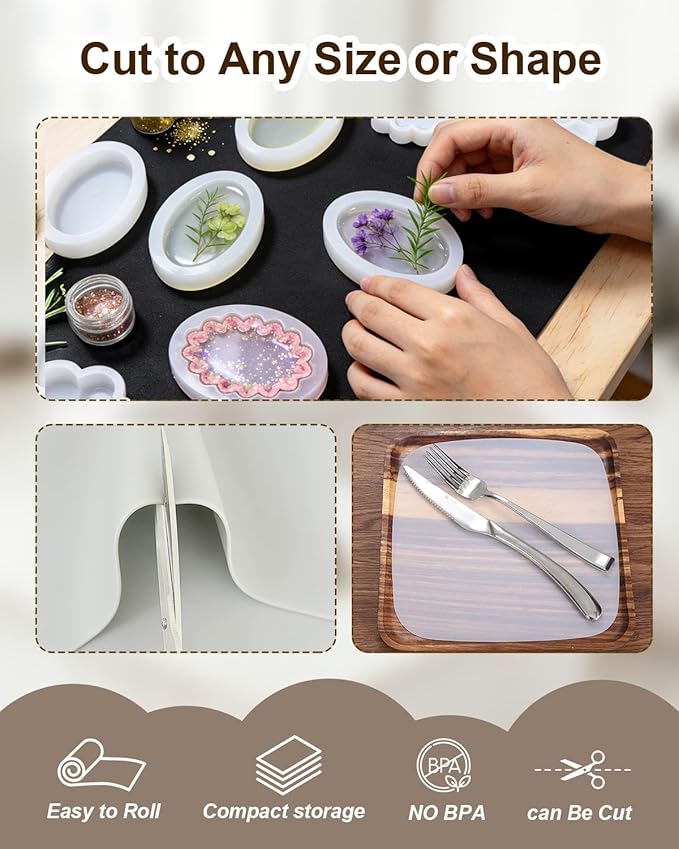 Silicone Crafting Mats, 12"x16"x2MM Large Art Mat for Crafts, Heat Resistant Non Stick Work Surface for Epoxy Resin, Jewelry Making, Painting, Clay, Scrapbooking and Table Protection, 3PCS