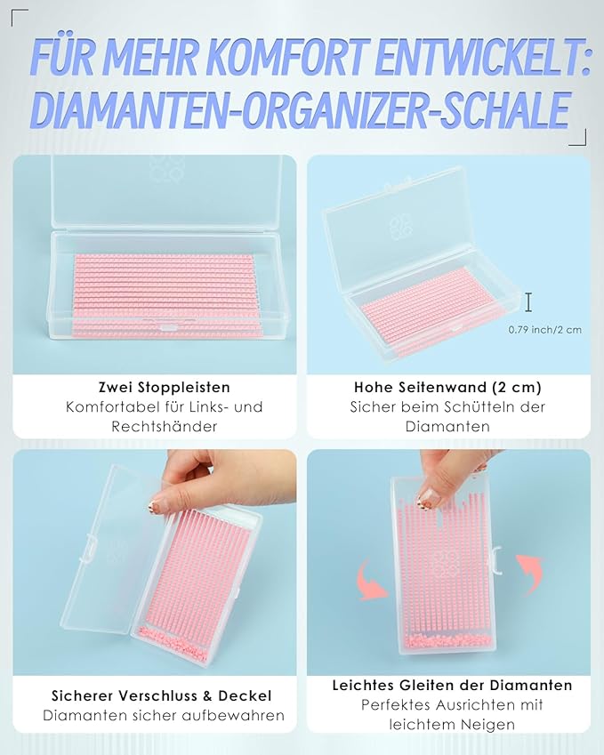 8pcs ForeverYoung Extra Large Diamond Art Storage Containers Tray, Diamond Art Accessories Diamond Painting Trays with Lids, 2-in-1 Diamond Art Trays and Diamond Painting Storage, Purple Box