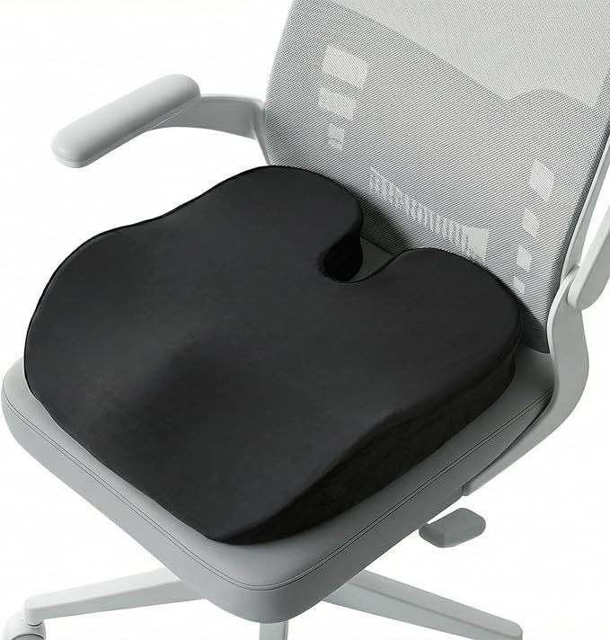 Seat Cushion for Office Chair - Cooling Honeycomb & Memory Foam 17.3" x 2.75" Tailbone Pain Relief Cushion, Ergonomic Desk Chair & Car Seat Cushion for Sciatica (Black1)