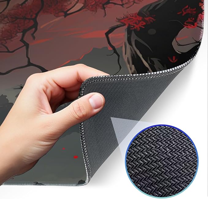 Japanese Gaming Mouse Pad, Non-Slip Rubber Base with Stitched Edge Mouse Pad for Office, Laptop, 31.5x11.8 Inch Anime Gaming Keyboard Pad