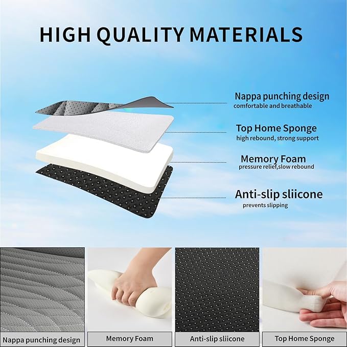 KAYI Car Seat Cover, Memory Foam Car Seat Cushion, Non-Slip Bottom Breathable Car Seat Cover, Relieve Tailbone Pain, Car Seat Protector, Suitable for 95% of Vehicles (Grey, 1 Pack)