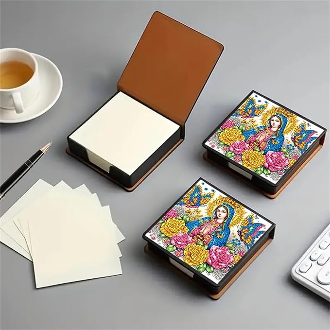 Woman Diamond Painting Kit Note Box,Memo Paper Storage Box Diamond Art,Sticky Note Holder Diamond Art,Diamond Painting Memo Pad For Office Desk. (woman)