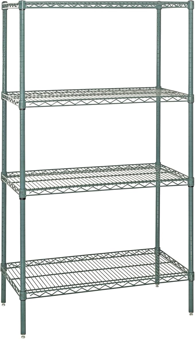 Quantum Storage Systems WR86-1448P Starter Kit Wire Shelves Green Epoxy 4 Shelves 86" H x 48" W x 14" D