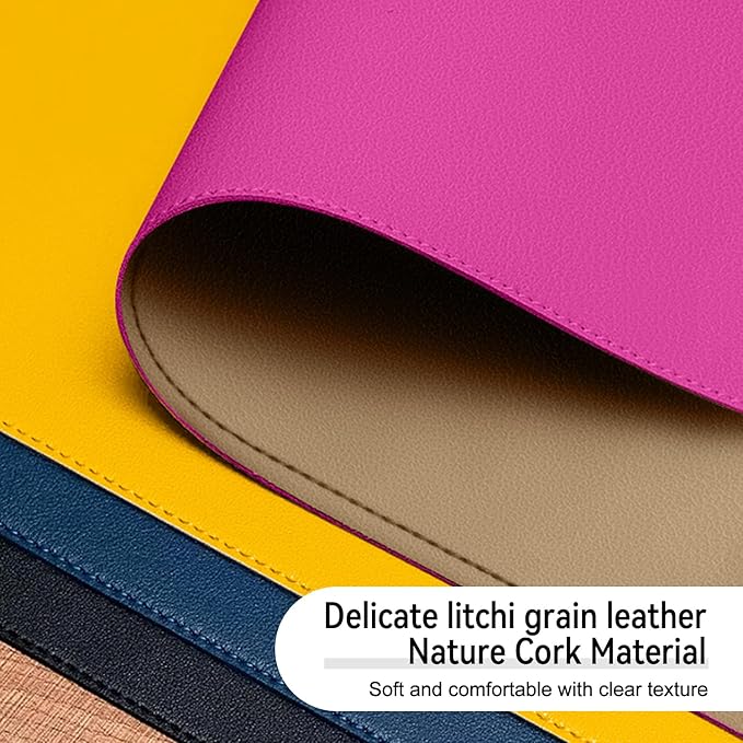Dual Sided Leather Desk Mat - Waterproof Desk Pad - Ideal for Large Mouse Pad and Desk Mats on Top of Desks (Rose, 11"*8")