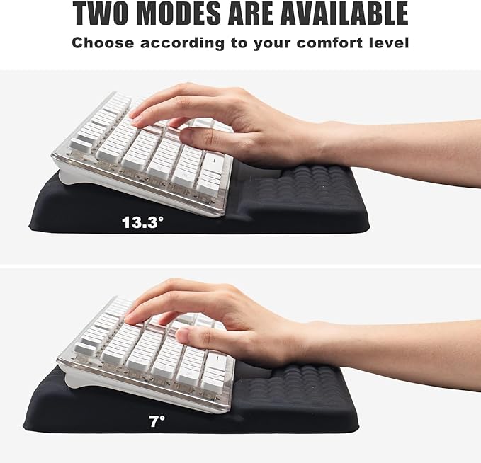 Keyboard Stand with Wrist Rest，Ergonomic Wrist Pad Memory Foam Keyboard Riser Holder Tray with Non-Slip Base, Pain Relief for Work Study Game (Black)