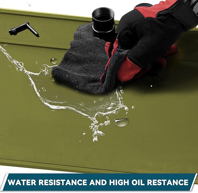 Klola Rifle Shotgun Cleaning Mat - Large Magnetic Gun Mat with Organizer Parts Tray, Anti-Slip Workbench Cleaning Pad, Inch Ruler