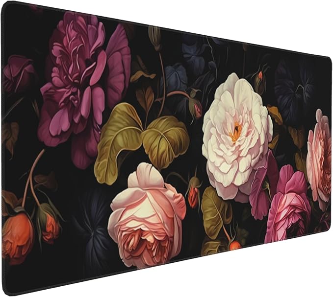 35.4 x 15.7 in, Waterproof XXL Large Mouse Pad for Desk, Extended Keyboard Mouse Mat for Computer Office, Big Laptop Mouse pad, Gaming Pc-Vintage Roses