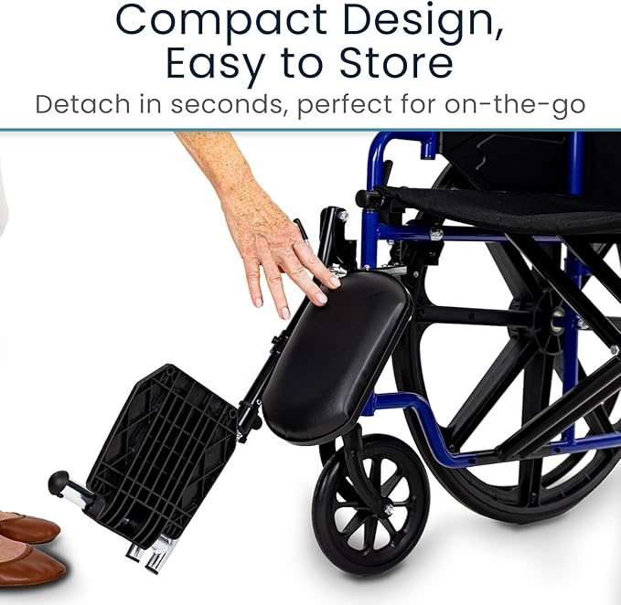 Vive Elevating Wheelchair Footrests with Padded Calf Pads (2 Pack) - Ultimate Leg Rest Accessory Replacement Parts for Wheelchairs - Foot Plates for Enhanced Comfort, Mobility, and Support