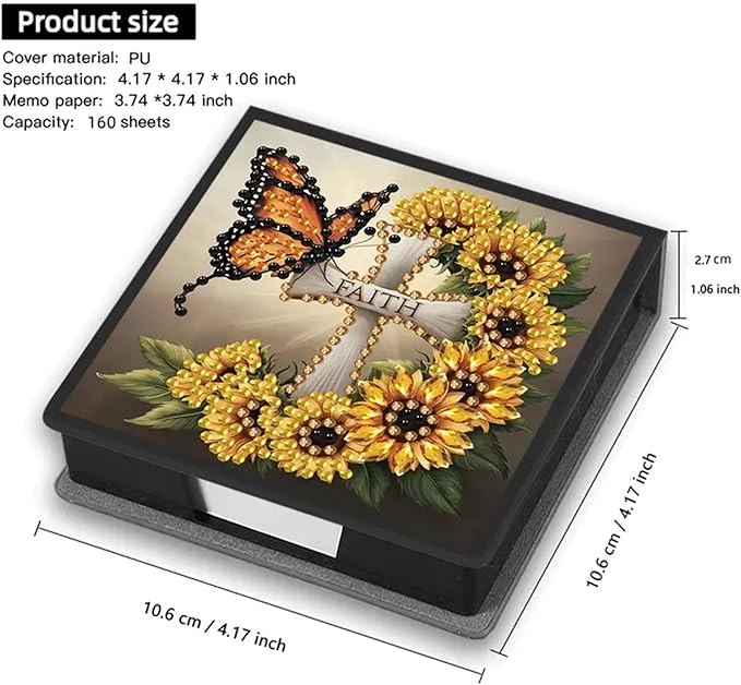 Faith Diamond Painting Kit Note Box,Memo Paper Storage Box Diamond Art,Sticky Note Holder Diamond Art,Diamond Painting Memo Pad For Office Desk. (faith)