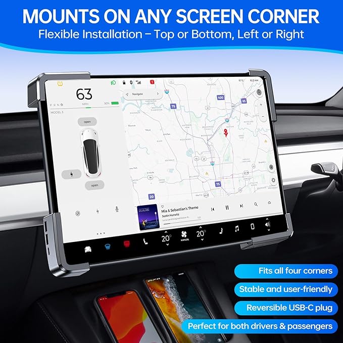 USB Hub for Tesla Model Y Juniper 2025 2026 Model 3 Highland 2024 2025, Glove Box to Screen Docking Station Glovebox USB 3.0 Expander for Dashcam Flash Drive Charging Data Transfer Game Music