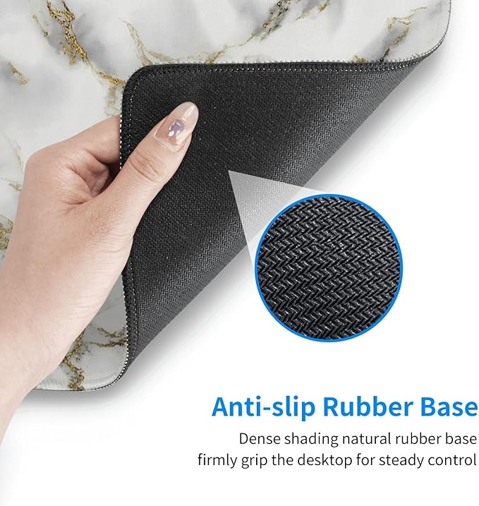 White Black Gold Marble Texture Large Mouse Pad & Desk Mat Extended Mousepad Non-Slip Rubber Base Laptop Computer Keyboard Pad for Gaming, Office & Home Decor, XL - 31.5" X 11.8"