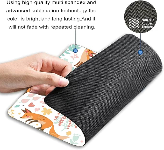 Mouse Pad,Cute Foxes and Flowers Mouse Pad, Mouse Mat Square Mouse Pad Non-Slip Rubber Base MousePads for Office Laptop, 9.5"x7.9"x0.12" Inch