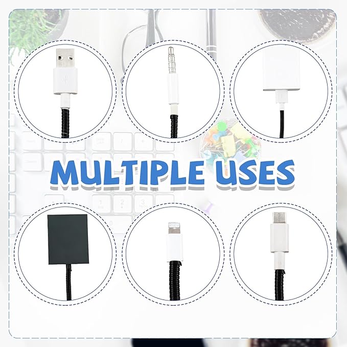 Frienda 10 Pcs Cord Protectors from Pets No Chew Spiral Cable Protector 43.3'' Phone Charger Cover Data Cable Protective Sleeve Chew Proof USB Wire Cover Stylish for Cat Dog Rabbit (Black)