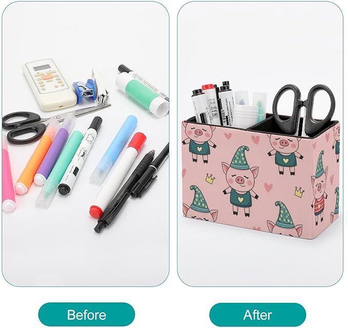 Square Pencil Container for Home Office Cute Pig Pink, Stylish and Functional Solution