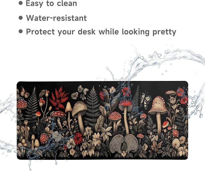 Desk Mat Mouse Pad Gaming Desk Pad XL Large Mouse Mat Office Decor Accessories (Mushroom Ferns)