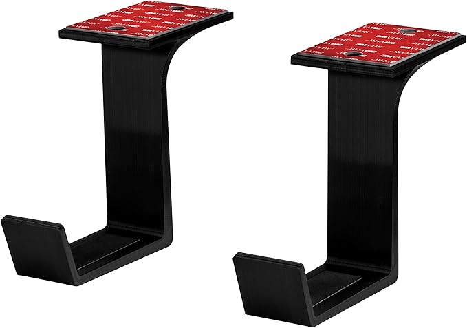 Under Desk Power Strip Mount Holder Raceway, Adhesive & Screw in, Compatible with Belkin, GE and Other Powerbars, Leads, Adapters, Cable Management Rack (Black), by Brainwavz