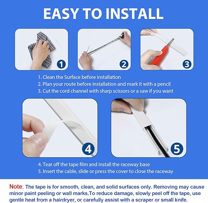 ZhiYo Cord Hider for One Wire, 102in Cable Hider Concealer, Paintable Wall Wire Covers, PVC Cable Management Raceway for A Thick Extension Cord, W0.59 H0.4in, Black
