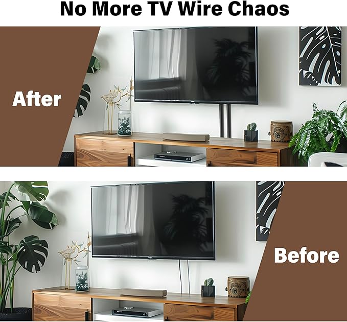 Cord Hider for Wall Mounted TV, 196" One Cable Cover with Side Open, Flexible Silicone Wire Raceway Management,Self-Adhesive Cord Organizer,Wire Concealer Channel, Black