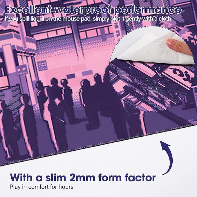 LifetimeWarrantly Japanese Large Extended Mouse Pad with Stitched Edges (35.4”x15.6”) - Waterproof Desk Mat, Non-Slip Rubber Base for All-Desk Coverage, Perfect for Gaming, Office, and Home