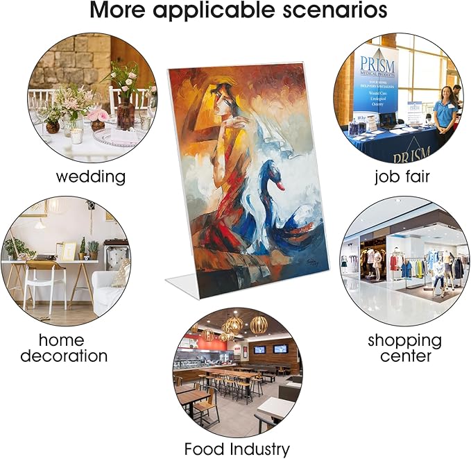 6 Pack Acrylic Sign Stand Holders, 8.5 x 11 Clear Plastic L Shape Table Paper Display Stand, Suit for Displaying Posters, Picture, Flyers, Menu
