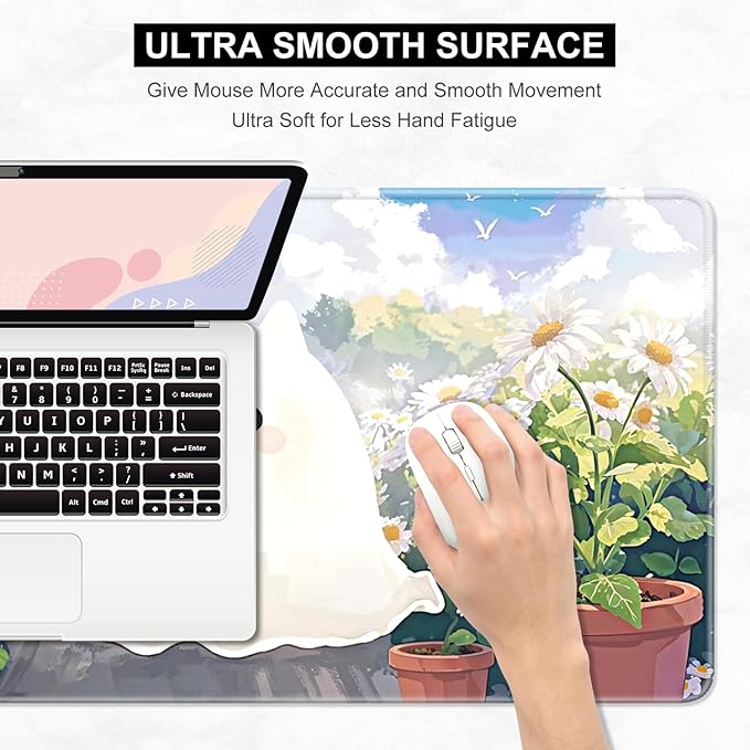 Desk Pad, 32" x 16" XXXL Extended Large Gaming Mouse Pad, Desktop Decor Desk Mat, Men Women Office Supplies and Accessories, Cute Anime Mouse Mat for Laptop & Keyboard, Cute Ghost