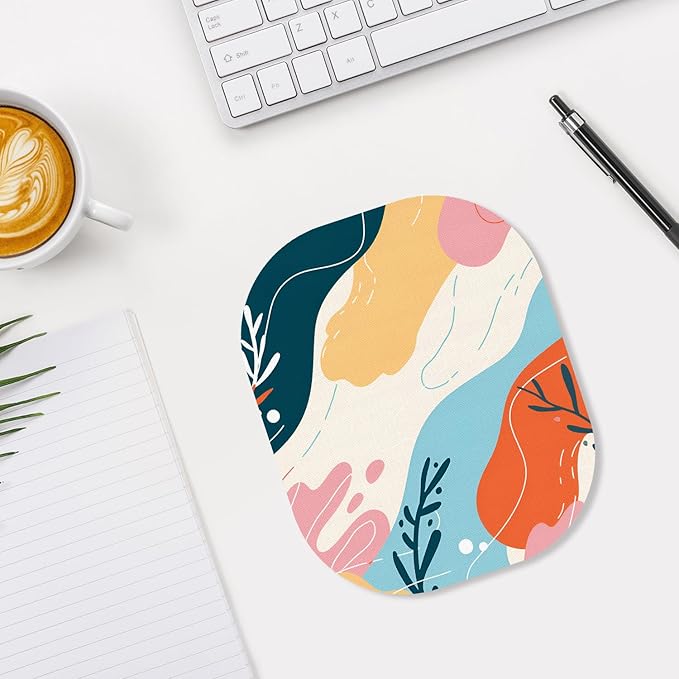 Small Mouse Pad, 6 x 7 Inch, Oval Mini Mouse Pad with Non-Slip Rubber Base for Laptop Wireless Mouse Keyboard Tray Mousepad, Abstract Figure