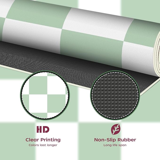 Large Checkered Desk Mat 35.4" x 15.7", PU Leather Mouse Pad Protector, Deskmat for Desk, Non-Slip Green Desk Mat, Waterproof Writing Pad for Office and Home (35.4in*15.7in, Green Plaid)