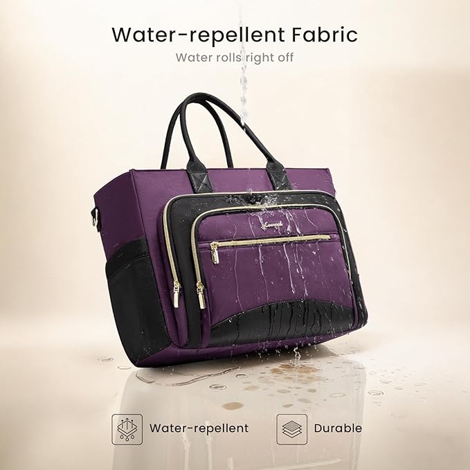LOVEVOOK Teacher Tote Bag for Women,Laptop bag with Large Cup Holder,Work bag with Accordion File Organizer Pocket,Multi-Pockets Professional Diaper Bag Nurse Bag,Handbag Purse for Work,College,Daily