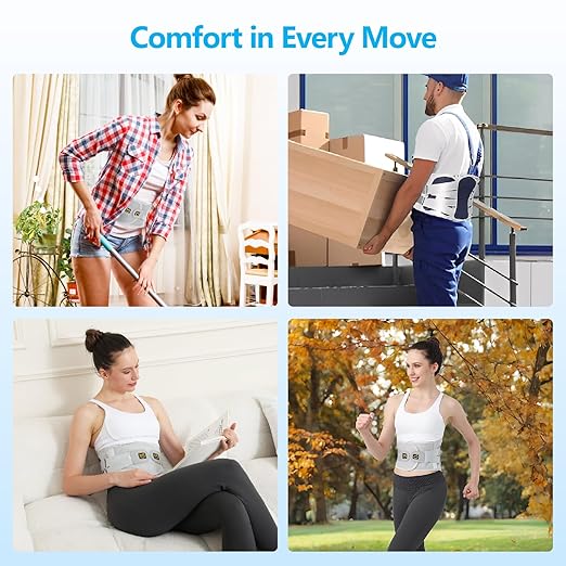 Lower Back Brace for Women and Men - Adjustable Lumbar Back Brace, Full Support Lumbar Brace, Ergonomic Design & Soft Breathable 3D Knit Material, for Sciatica Scoliosis Posture, Ideal for Work Lifting (M)