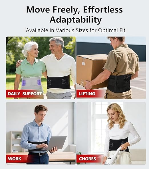 Dual X-Lower Back Brace for Men & Women for Lower Back Pain Relief, 8X Powerful Bionic Support System & Removable 3D Lumbar Pad, Adjustable & Breathable Lumbar Support Belt for Herniated Disc, Sciatica, Heavy Lifting, Work