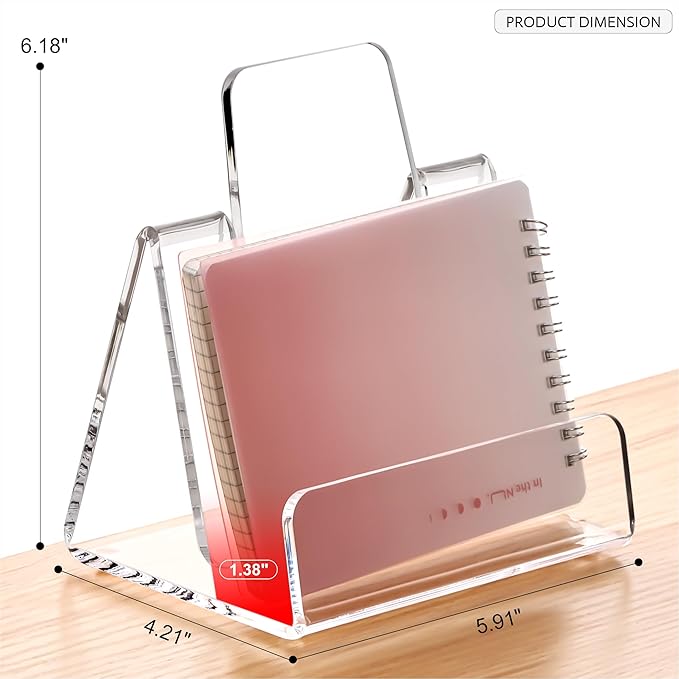 HeZone Acrylic Brochure Holder 5x6 Inch,Clear Pamphlet Holder Display Stand for Trifold 4&5&6 Inch Flyers,Pamphlets,Booklets,Menu,Leaflets for Office,Home,Store,1 Pack,A5