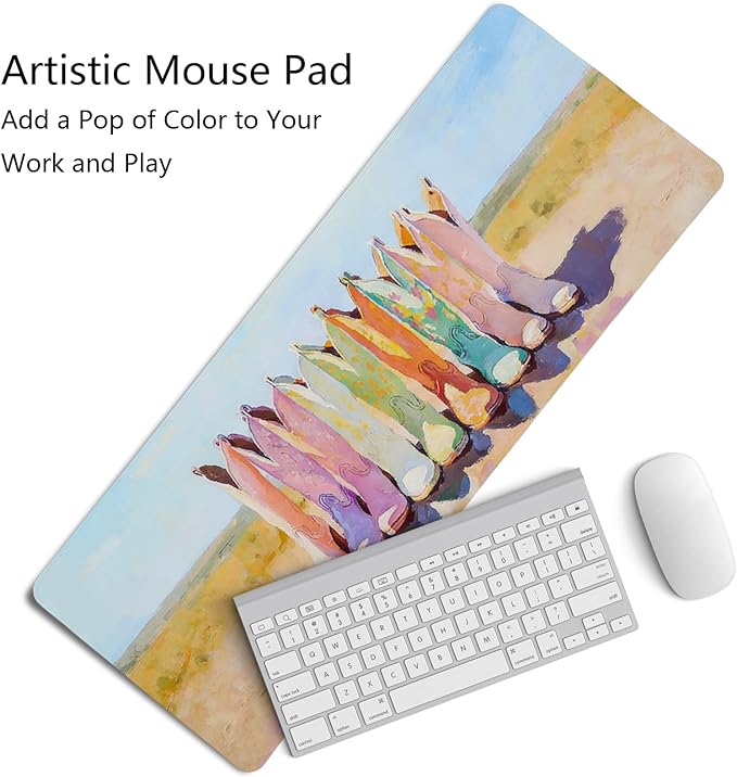 Cowboy Cowgirl Boots Western Mouse Pad,Vintage Western Desk Accessories,Cute Boho Country Aesthetic Desk Mat for Home Office Dorm Desktop Decor,Girly Mousepad,31.5x11.8 Inch