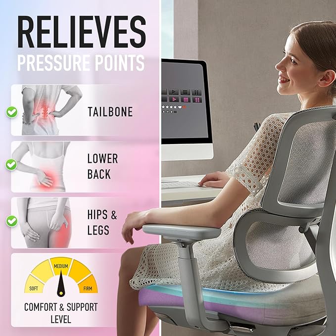 SUNROX Cooling Gel Memory Foam Chair Cushions, 2.6" Thick U-Shaped Dual-Layer Comfort Dining Chair Pads, Non Slip Seat Cushion with Ties for Indoor Kitchen Office 17"x16" Set of 4, Heather Chestnut