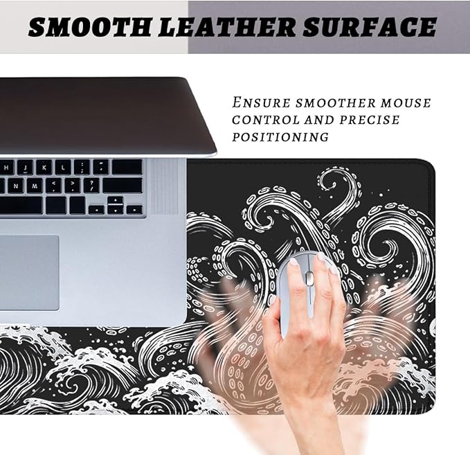 Dark Ocean Gaming Mouse Pad Kraken Wave Art Mousepad XL Large Gaming Mouse Pad Laptop Keyboard Mat Desk Pad Office Computer Keyboard Laptop 31.5"x11.8"